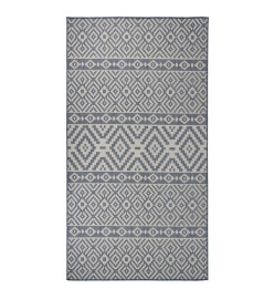 Tapis à tissage plat d'extérieur 80x150 cm Rayures bleues