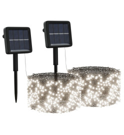 Lampes solaires 2 pcs 2x200 LED Blanc froid Intérieur Extérieur