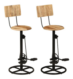 Tabourets de bar lot de 2 bois massif de manguier