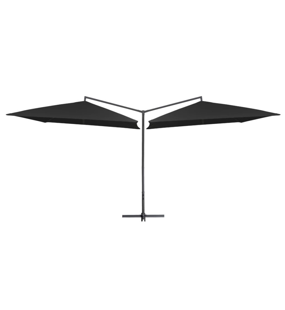 Parasol double avec mât en acier 250 x 250 cm Noir