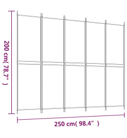 Cloison de séparation 5 panneaux Marron 250x200 cm Tissu