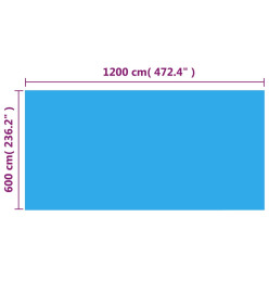 Couverture de piscine rectangulaire 1200x600 cm PE Bleu