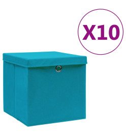 Boîtes de rangement avec couvercles 10pcs 28x28x28cm Bleu azuré