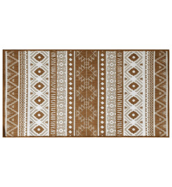 Tapis d'extérieur marron et blanc 100x200 cm design réversible