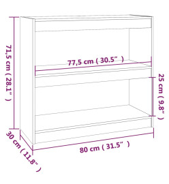 Bibliothèque/Séparateur de pièce Blanc 80x30x71,5 cm Pin solide