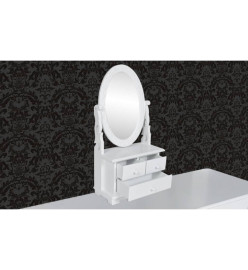 Coiffeuse avec miroir pivotant ovale MDF