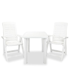 Mobilier de bistro 3 pcs Plastique Blanc
