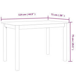 Table de salle à manger Noir 114x71x75 cm Bois d'hévéa massif