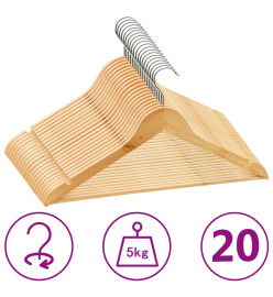 Cintres antidérapants 20 pcs Bois dur