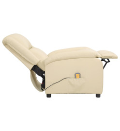 Fauteuil de massage crème cuir véritable