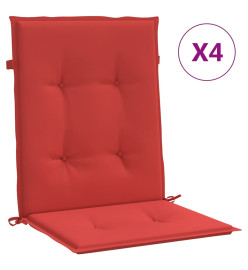 Coussins de chaise de jardin à dossier bas lot de 4 rouge