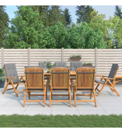Chaises de jardin inclinables et coussins lot de 8 teck solide