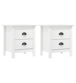 Tables de chevet Hill 2 pcs Blanc 46x35x49,5 cm Bois pin solide