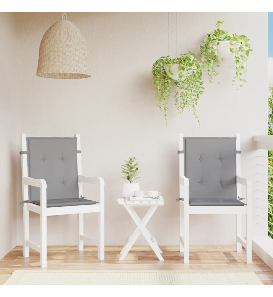 Coussins de chaise de jardin à dossier bas lot de 2 gris Coussins de chaise de jardin à dossier bas lot de 2 gris