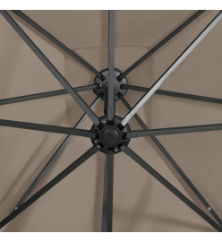 Parasol déporté avec mât et lumières LED Taupe 250 cm