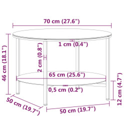 Table à thé Noir et marbre noir 70 cm Verre trempé