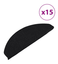 Tapis d'escalier autocollants 15 pcs 65x22,5x3,5 cm Noir