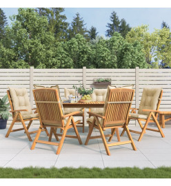 Chaises de jardin inclinables et coussins lot de 6 bois teck