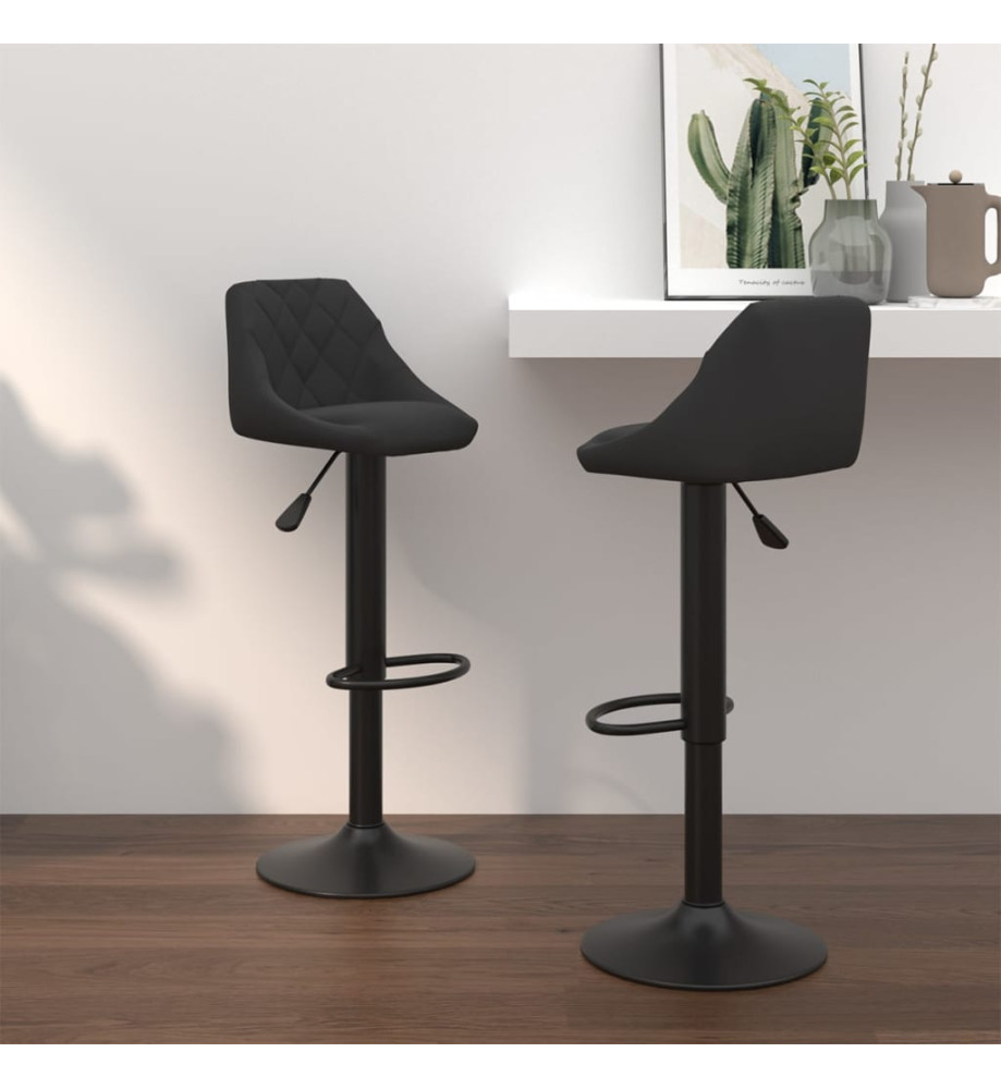 Tabourets de bar lot de 2 noir velours