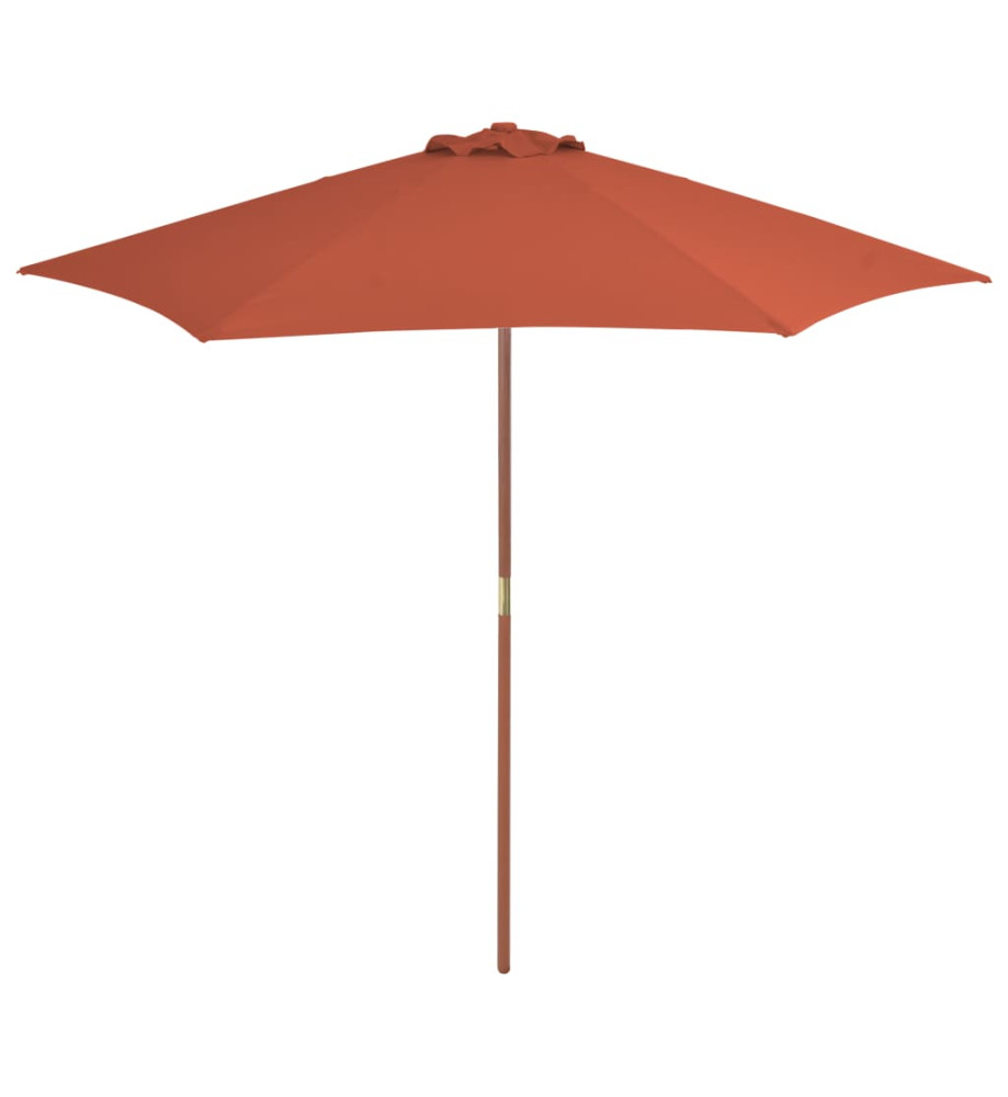 Parasol d'extérieur avec mât en bois 270 cm Terre cuite