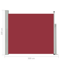 Auvent latéral rétractable de patio 100x300 cm Rouge