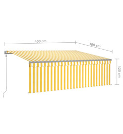 Auvent automatique rétractable avec store 4x3 m Jaune et blanc