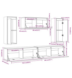 Meubles TV 5 pcs Bois massif de pin