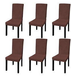 Housse de chaise droite extensible 6 pcs marron