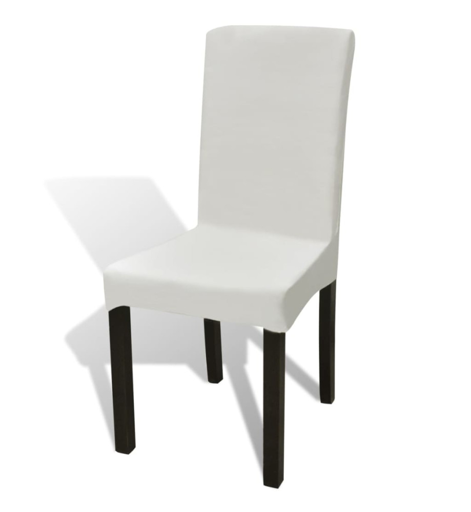 Housses de chaise élastiques droites 6 pcs Crème Housses de chaise élastiques droites 6 pcs Crème