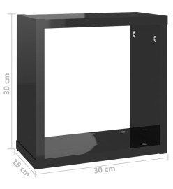 Étagères cube murales 6 pcs Noir brillant 30x15x30 cm