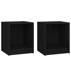 Tables de chevet 2 pcs Noir 35,5x33,5x41,5cm Bois de pin massif