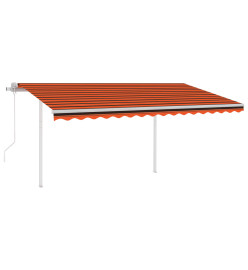 Auvent rétractable automatique et poteaux 4,5x3 m Orange marron