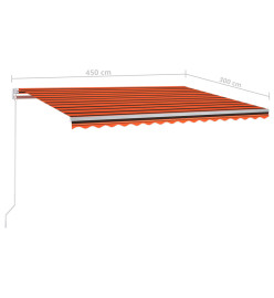 Auvent rétractable automatique et poteaux 4,5x3 m Orange marron