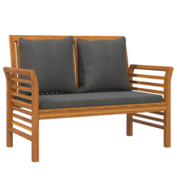 Banc de canapé avec coussins gris foncé Bois d'acacia solide