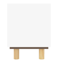 Meuble TV Blanc 105x30x40cm Bois de pin massif et rotin naturel