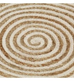 Tapis fait à la main Jute avec design de spirale Blanc 120 cm