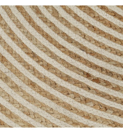 Tapis fait à la main Jute avec design de spirale Blanc 120 cm