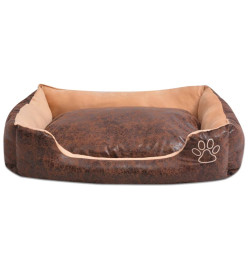 Lit pour chiens avec coussin Cuir artificiel PU Taille M Marron