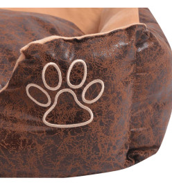 Lit pour chiens avec coussin Cuir artificiel PU Taille M Marron