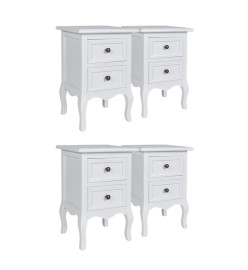 Tables de chevet 4 pcs avec 2 tiroirs MDF Blanc