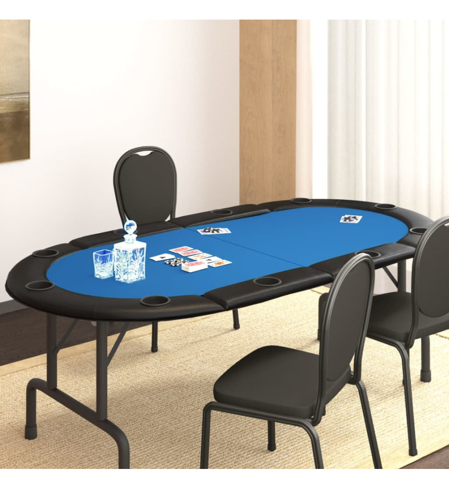 Dessus de table de poker pliable 10 joueurs Bleu 208x106x3 cm