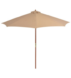 Parasol d'extérieur avec mât en bois 300 cm Taupe