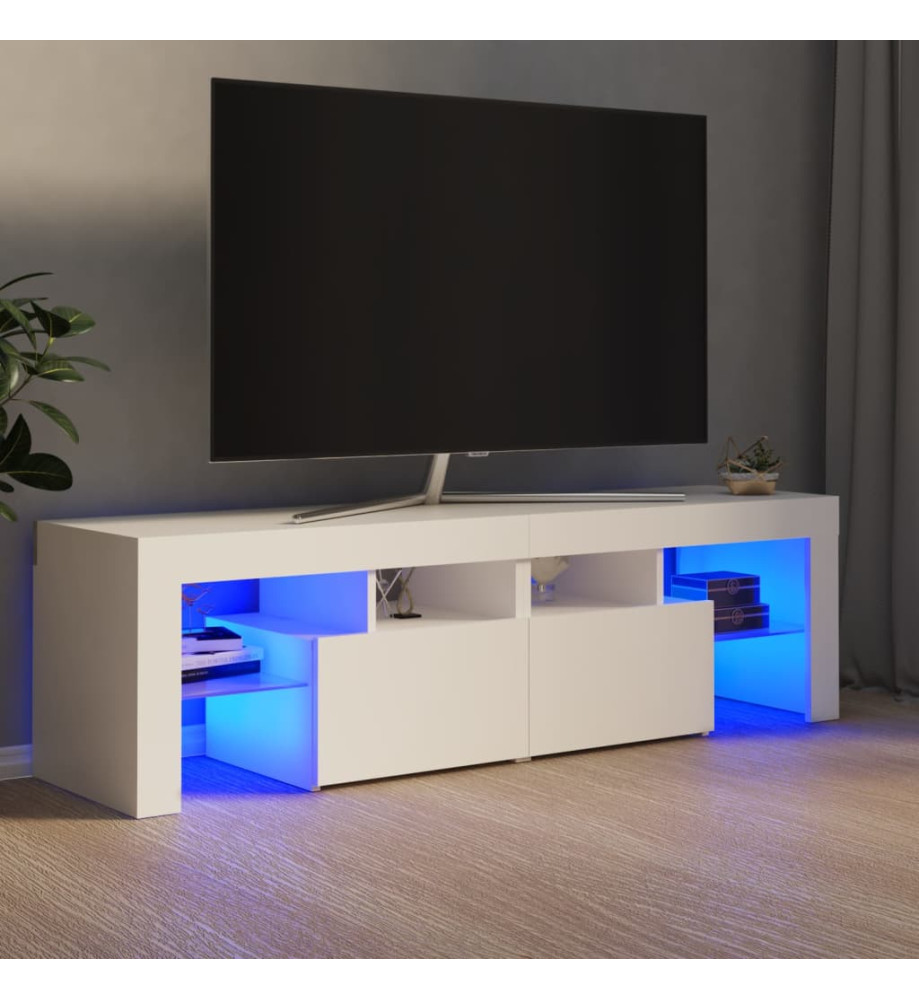 Meuble TV avec lumières LED Blanc 140x36,5x40 cm