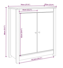 Buffet Blanc 70x35x80 cm Bois massif de pin