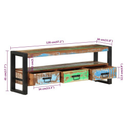 Meuble TV 120x30x45 cm Bois massif de récupération