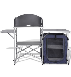 Unité de cuisine de camping pliable avec pare-vent Aluminium