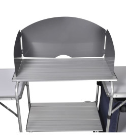 Unité de cuisine de camping pliable avec pare-vent Aluminium