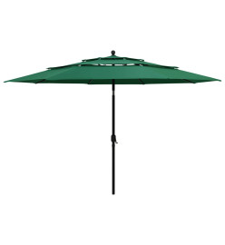 Parasol à 3 niveaux avec mât en aluminium Vert 3,5 m