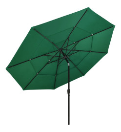 Parasol à 3 niveaux avec mât en aluminium Vert 3,5 m