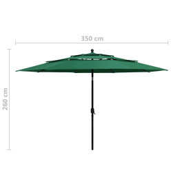 Parasol à 3 niveaux avec mât en aluminium Vert 3,5 m